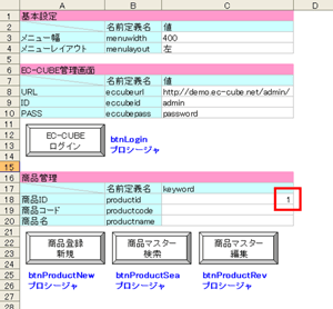 ECCUBE商品情報操作画面